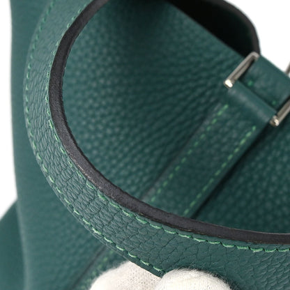 Hermes Malachite Taurillon Clemence Picotin Lock 18 PM Handbag