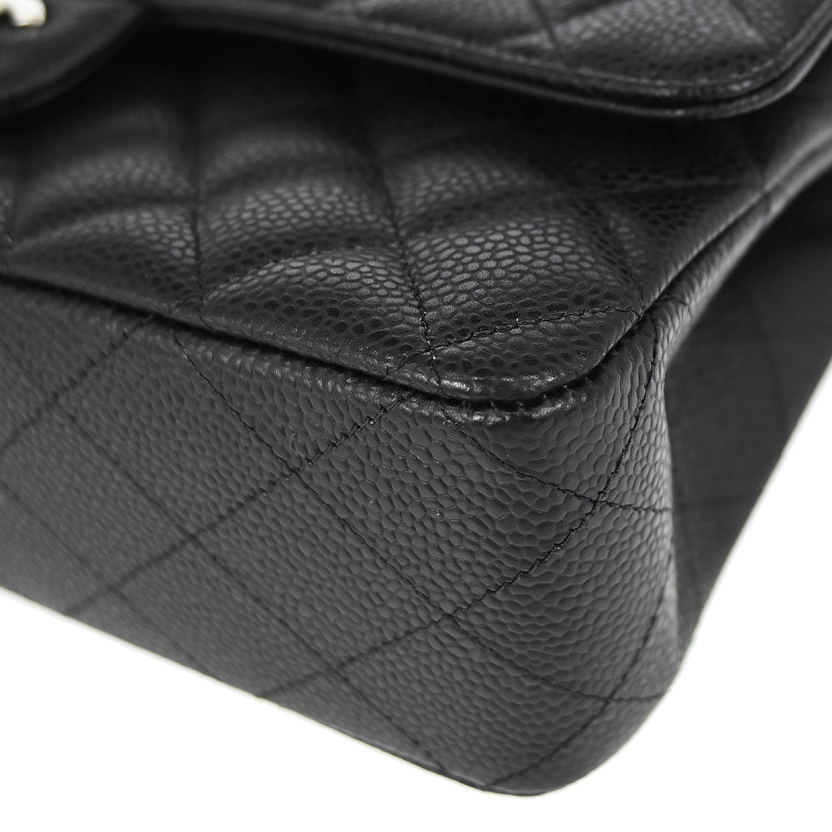 Chanel Black Caviar Skin Medium Classic Double Flap Shoulder Bag