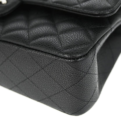 Chanel Black Caviar Skin Medium Classic Double Flap Shoulder Bag