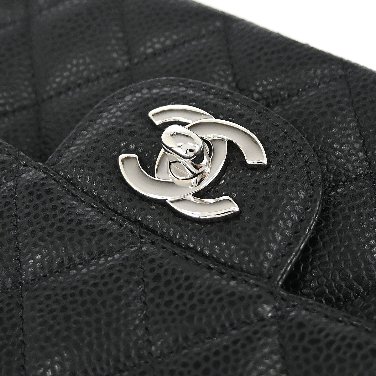 Chanel Black Caviar Skin Medium Classic Double Flap Shoulder Bag