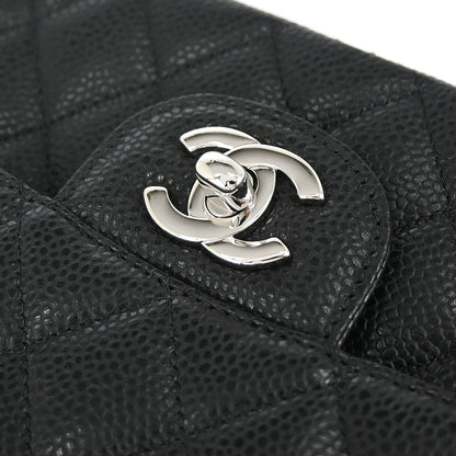 Chanel Black Caviar Skin Medium Classic Double Flap Shoulder Bag