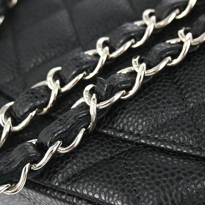 Chanel Black Caviar Skin Medium Classic Double Flap Shoulder Bag