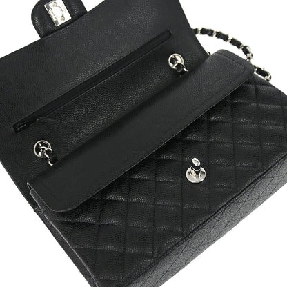Chanel Black Caviar Skin Medium Classic Double Flap Shoulder Bag