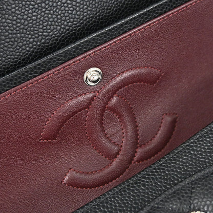 Chanel Black Caviar Skin Medium Classic Double Flap Shoulder Bag