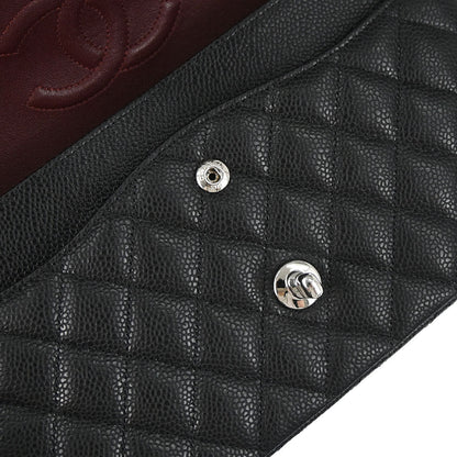 Chanel Black Caviar Skin Medium Classic Double Flap Shoulder Bag