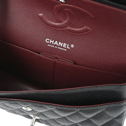 Chanel Black Caviar Skin Medium Classic Double Flap Shoulder Bag