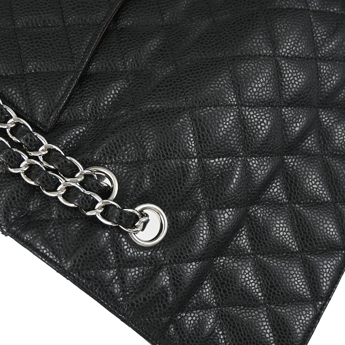 Chanel Black Caviar Skin Medium Classic Double Flap Shoulder Bag