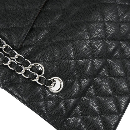 Chanel Black Caviar Skin Medium Classic Double Flap Shoulder Bag