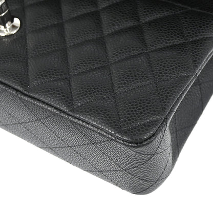 Chanel Black Caviar Skin Medium Classic Double Flap Shoulder Bag
