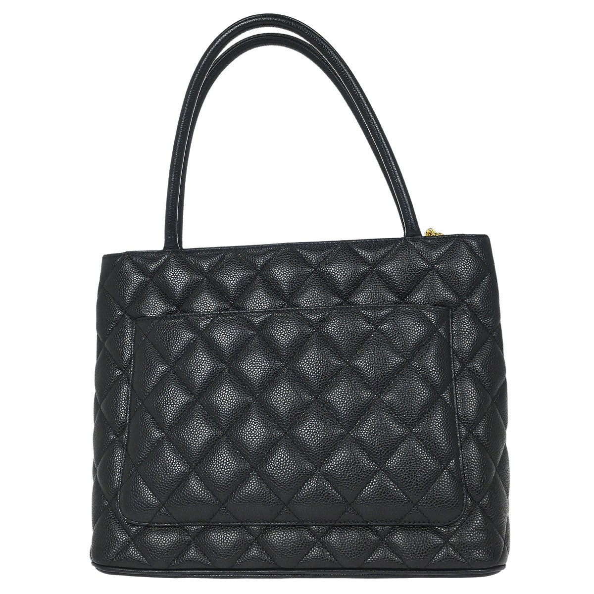 Chanel Black Caviar Skin Medallion Tote Handbag