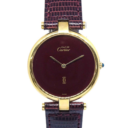 Cartier * Must VLC Quartz Watch SV925 Lizard Bordeaux