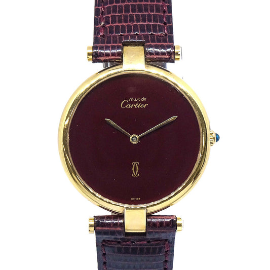 Cartier * Must VLC Quartz Watch SV925 Lizard Bordeaux