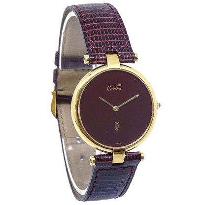 Cartier * Must VLC Quartz Watch SV925 Lizard Bordeaux