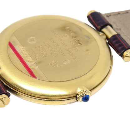 Cartier * Must VLC Quartz Watch SV925 Lizard Bordeaux