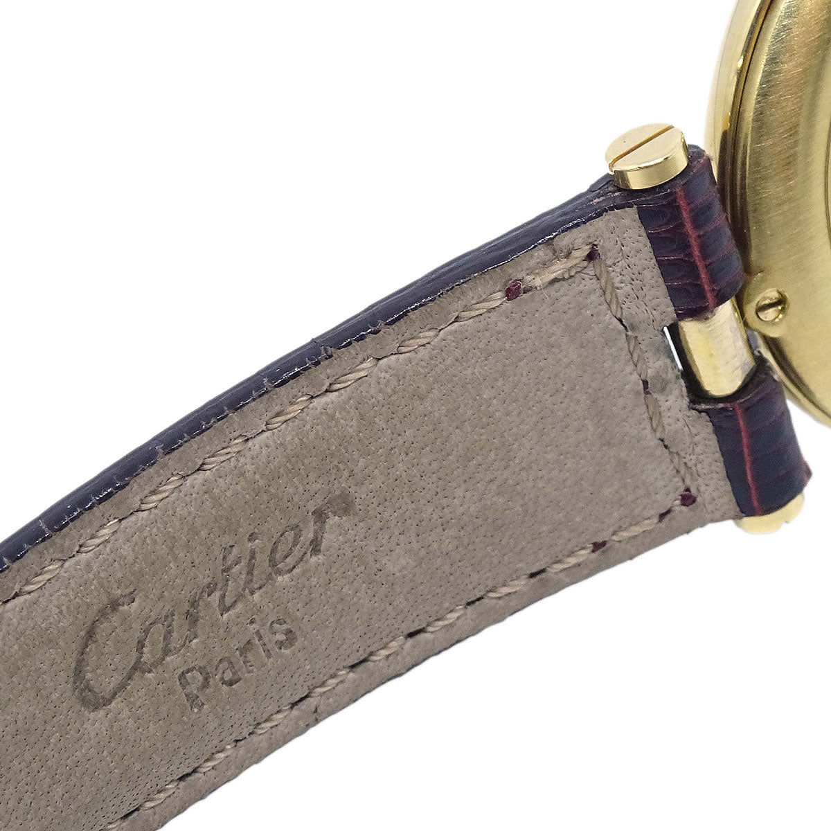 Cartier * Must VLC Quartz Watch SV925 Lizard Bordeaux