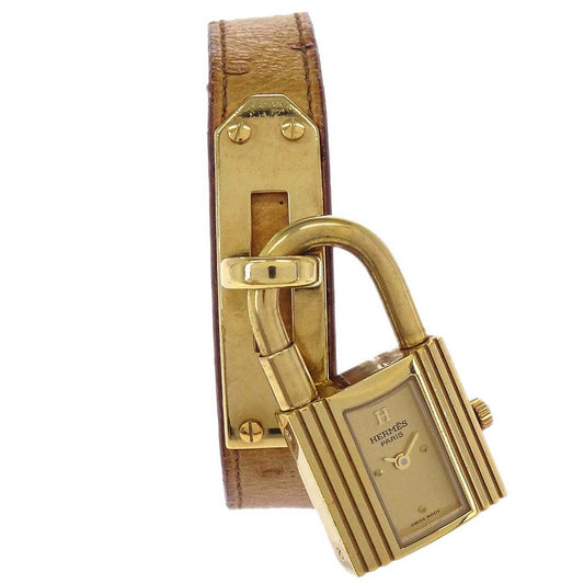 Hermes * Ostrich Kelly Watch Quartz Watch Beige