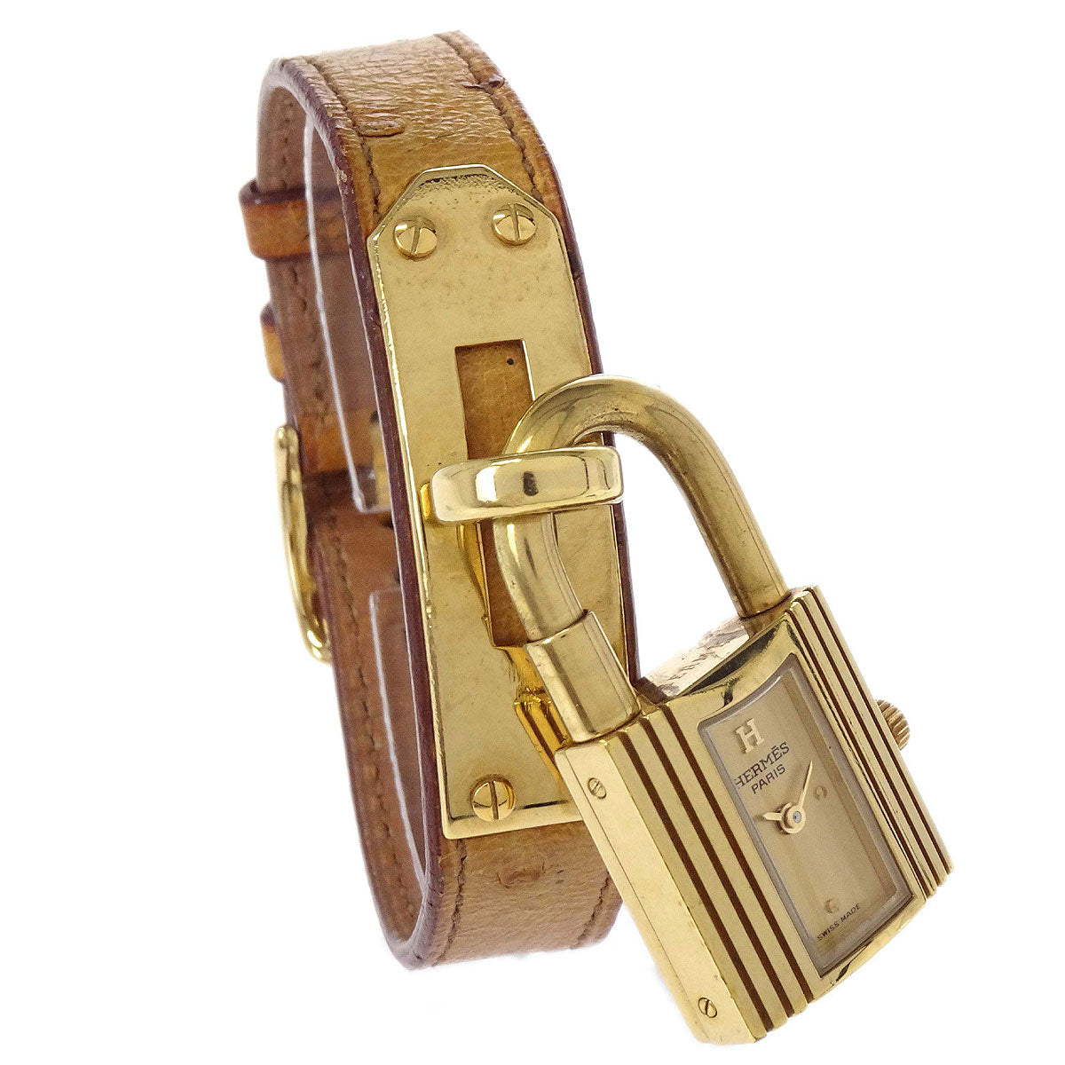 Hermes * Ostrich Kelly Watch Quartz Watch Beige