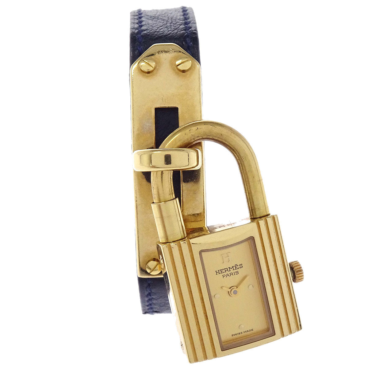 Hermes * Ostrich Kelly Watch Quartz Watch Black