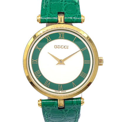 Gucci * Quartz Watch SS Crocodile Green