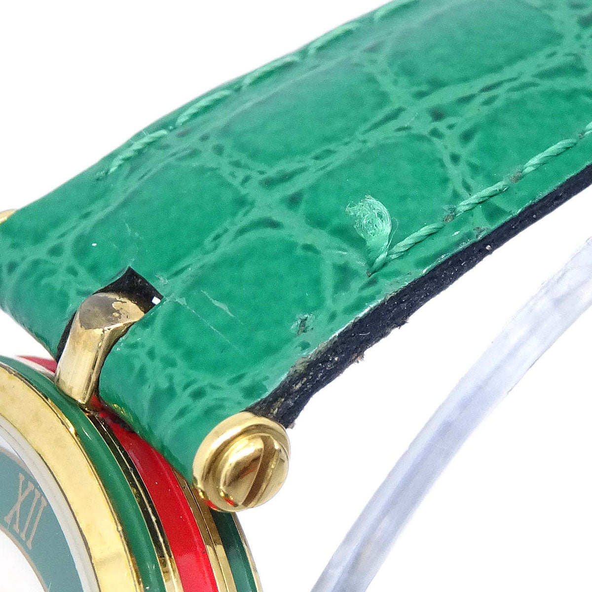 Gucci * Quartz Watch SS Crocodile Green