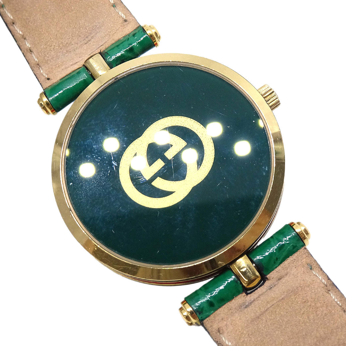 Gucci * Quartz Watch SS Crocodile Green