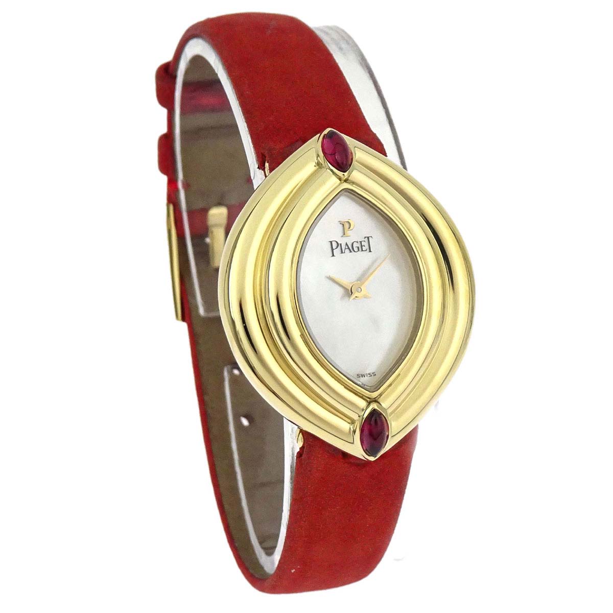 Piaget Hijab YG Ruby Ref.20603 24mm Quartz Watch 18KYG Suede