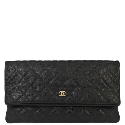 Chanel 2015-2016 Black Caviar Skin Clutch Bag