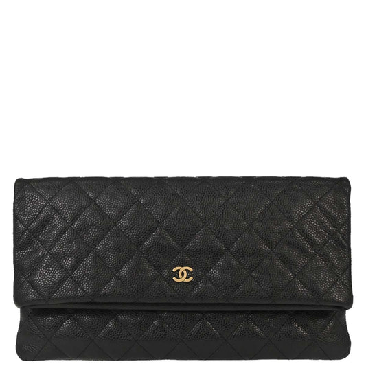 Chanel 2015-2016 Black Caviar Skin Clutch Bag