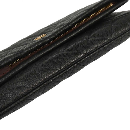 Chanel 2015-2016 Black Caviar Skin Clutch Bag