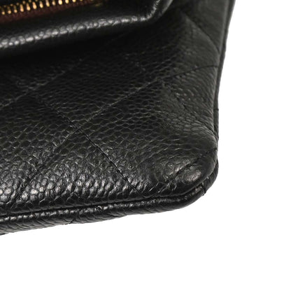 Chanel 2015-2016 Black Caviar Skin Clutch Bag