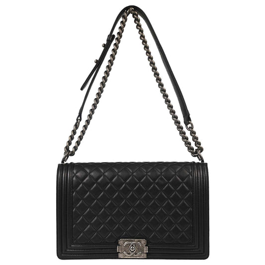 Boy Chanel 2017 Black Lambskin Medium Shoulder Bag