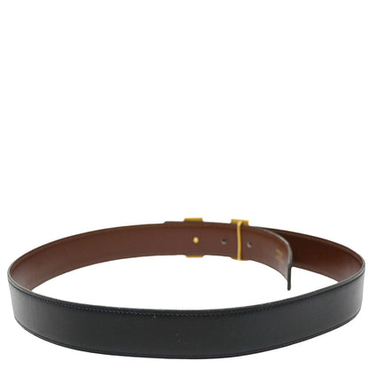 Hermes Black Brown Box Calf Constance Reversible Belt #80 Small Good