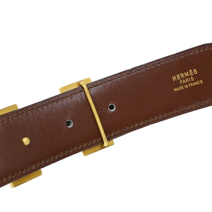 Hermes Black Brown Box Calf Constance Reversible Belt #80 Small Good