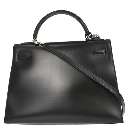 Hermes Black Box Calf Kelly 32 Sellier 2way Shoulder Handbag