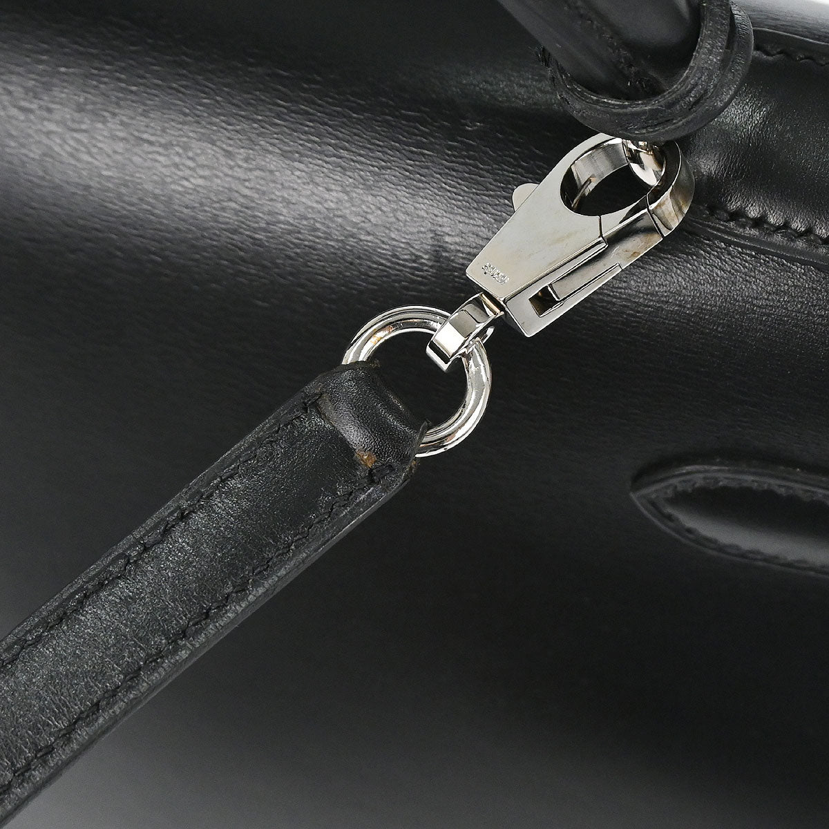 Hermes Black Box Calf Kelly 32 Sellier 2way Shoulder Handbag