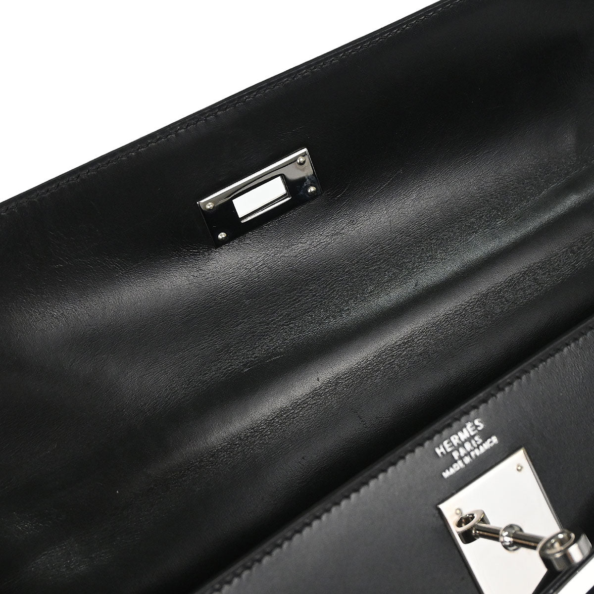 Hermes Black Box Calf Kelly 32 Sellier 2way Shoulder Handbag