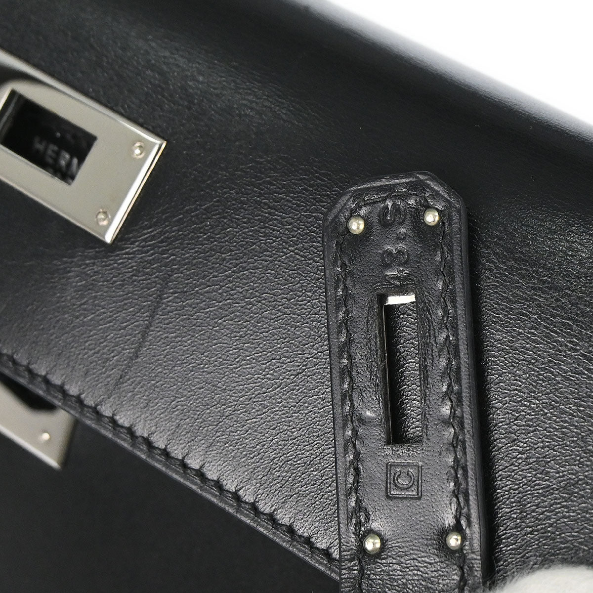 Hermes Black Box Calf Kelly 32 Sellier 2way Shoulder Handbag