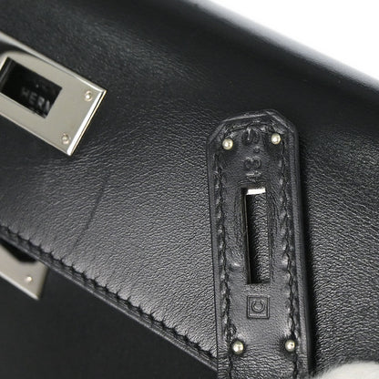 Hermes Black Box Calf Kelly 32 Sellier 2way Shoulder Handbag