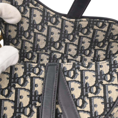 Christian Dior Navy Trotter Oblique Saddle 2way Shoulder Handbag