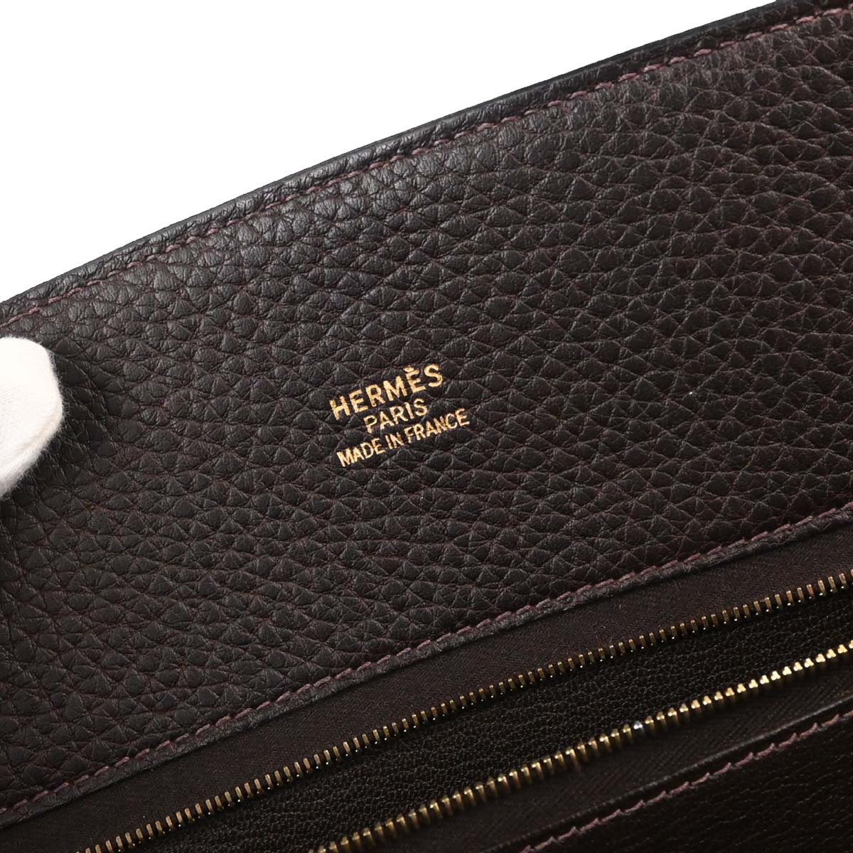 Hermes Marron Fjord White Bus GM Tote Bag