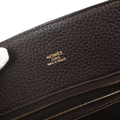 Hermes Marron Fjord White Bus GM Tote Bag