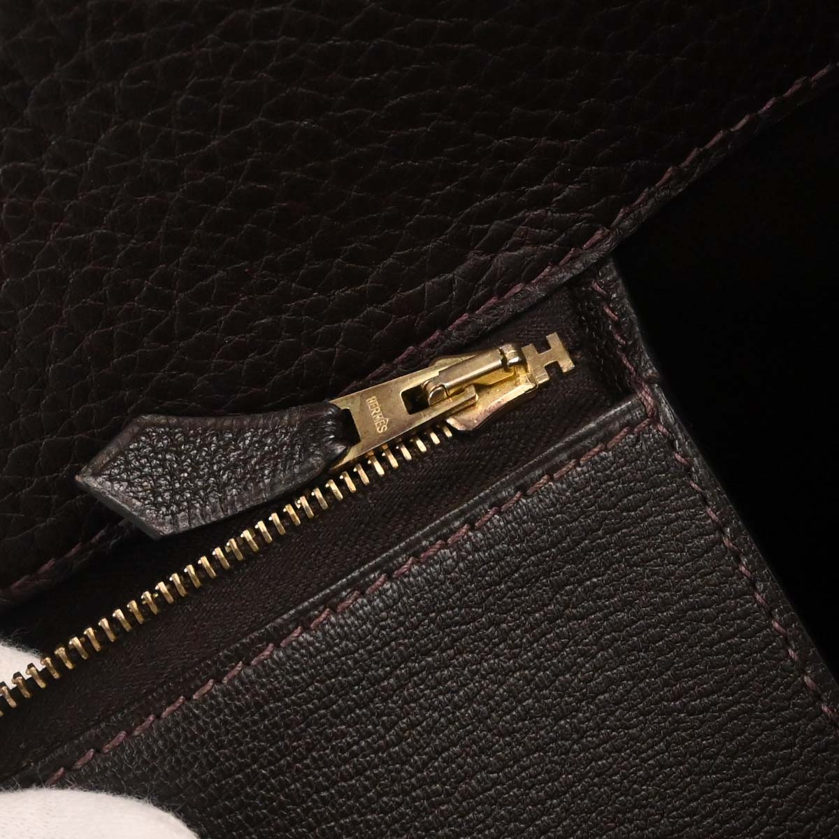 Hermes Marron Fjord White Bus GM Tote Bag