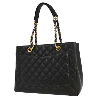 Chanel Black Caviar Skin Grand Shopping Tote GST Chain Handbag