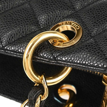 Chanel Black Caviar Skin Grand Shopping Tote GST Chain Handbag