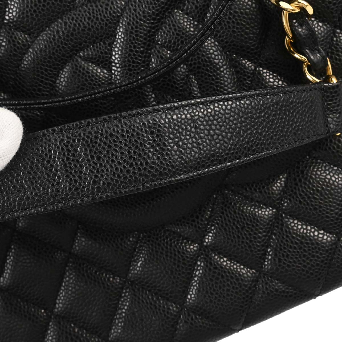 Chanel Black Caviar Skin Grand Shopping Tote GST Chain Handbag