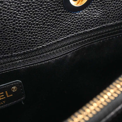 Chanel Black Caviar Skin Grand Shopping Tote GST Chain Handbag