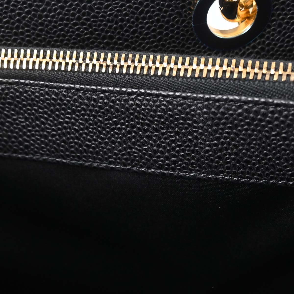 Chanel Black Caviar Skin Grand Shopping Tote GST Chain Handbag