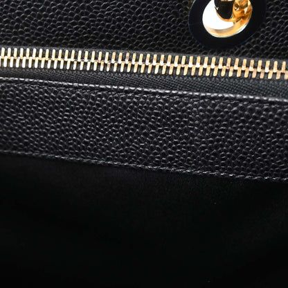 Chanel Black Caviar Skin Grand Shopping Tote GST Chain Handbag