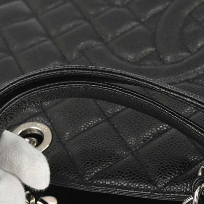 Chanel 2014 Black Caviar Skin Grand Shopping Tote GST Chain Handbag