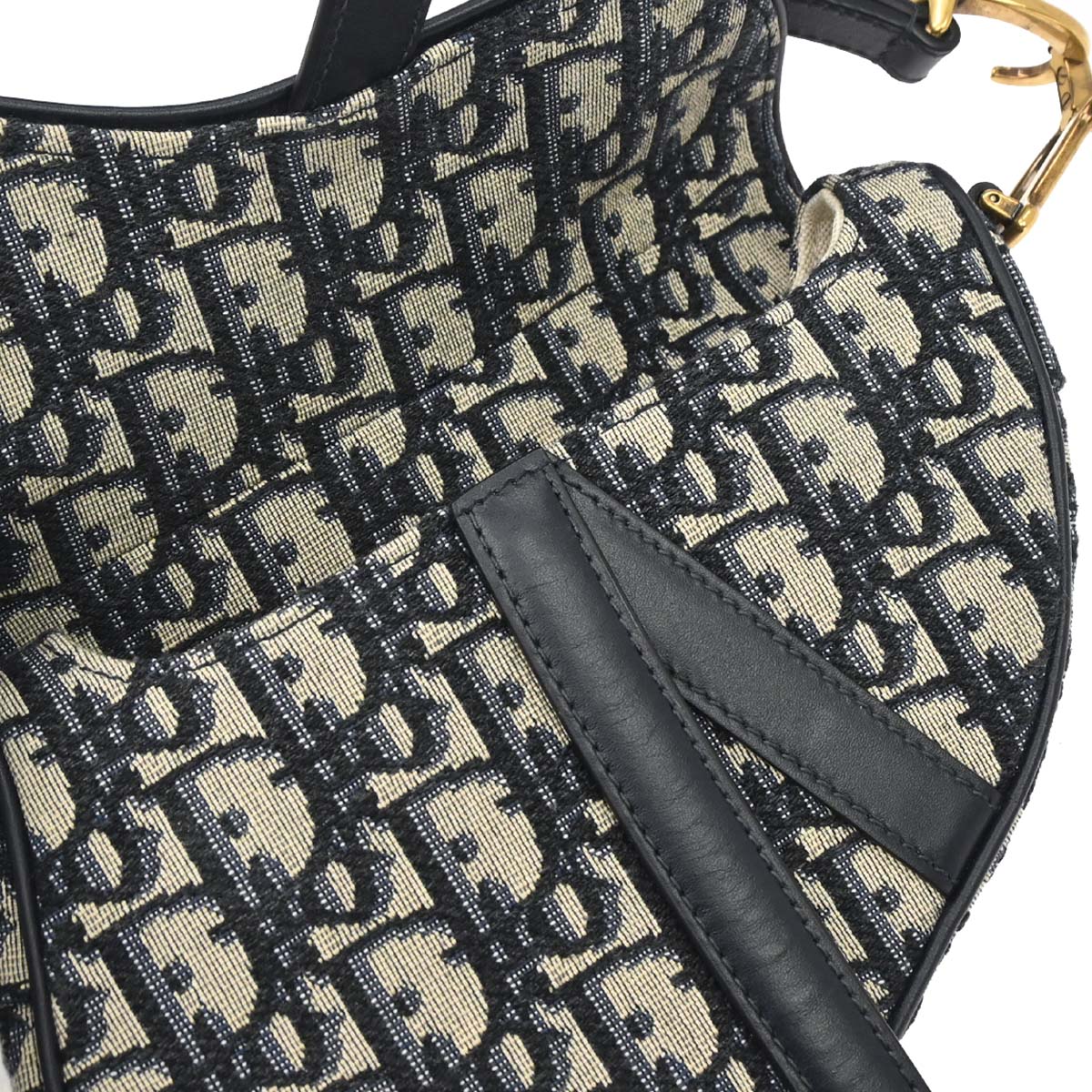 Christian Dior Navy Trotter Oblique Saddle 2way Shoulder Handbag